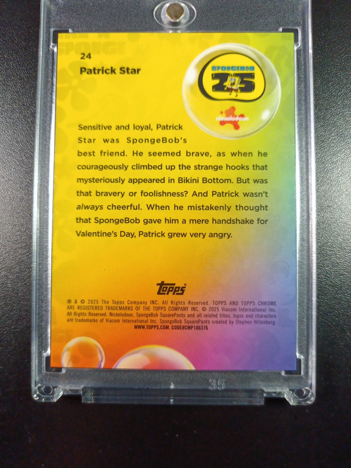 SpongeBob # 31/199 Patrick Star Aqua Lava Refractor Card Topps Case Hit /199