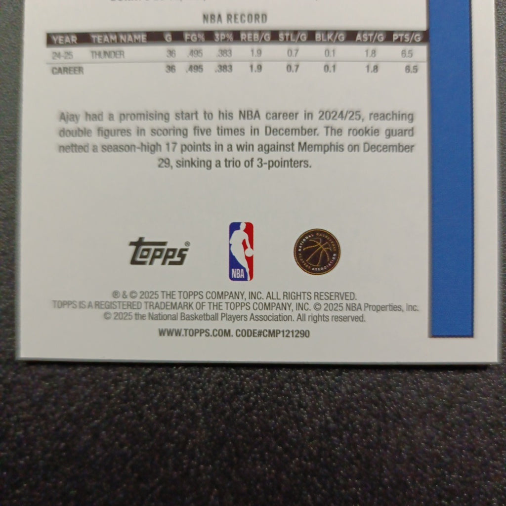 2025-26 Topps Basketball Card Ajay Mitchell Silver Foil 45th Anniversary