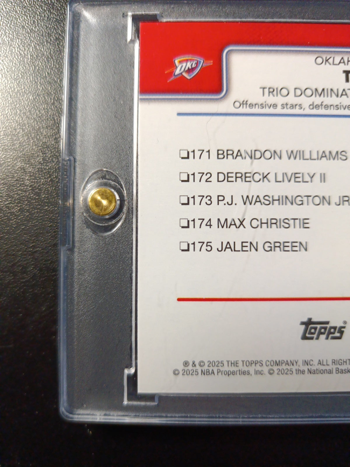 ERROR CARD 2025-26 Topps Basketball Card Shai Gilgeous Chet Holmgren OKC Thunder