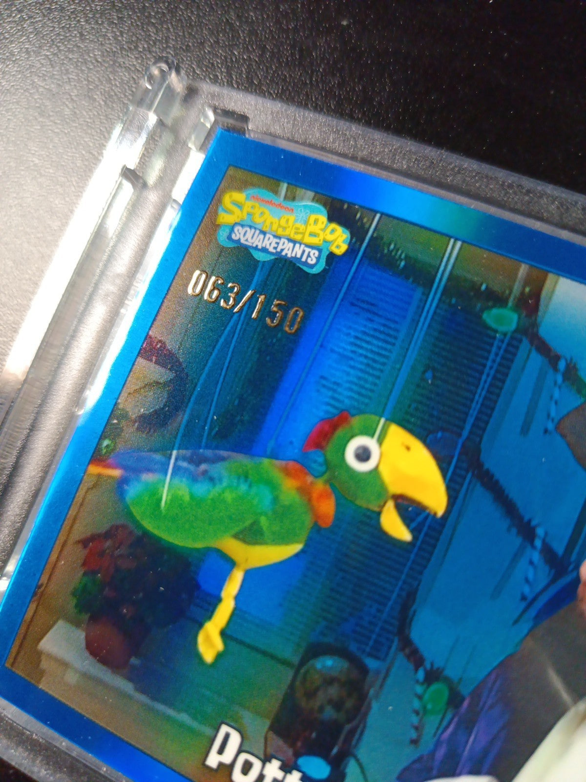 SpongeBob 63/150 Potty The Parrot Patchy The Pirate Blue Refractor Card /150