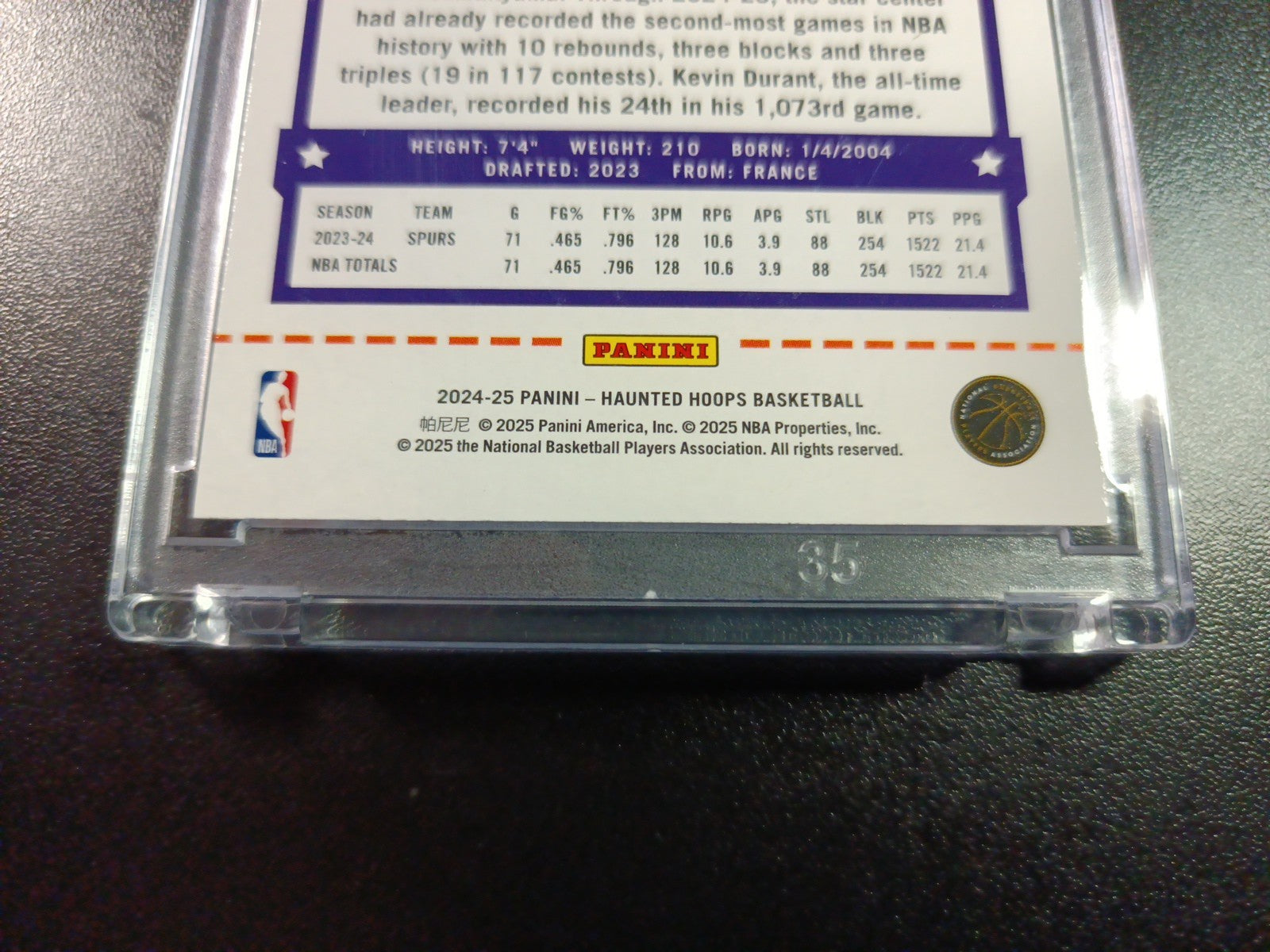 Orange Pumpkin Wembanyama Haunted Hoops Panini 2024-25 Basketball Card Spurs 