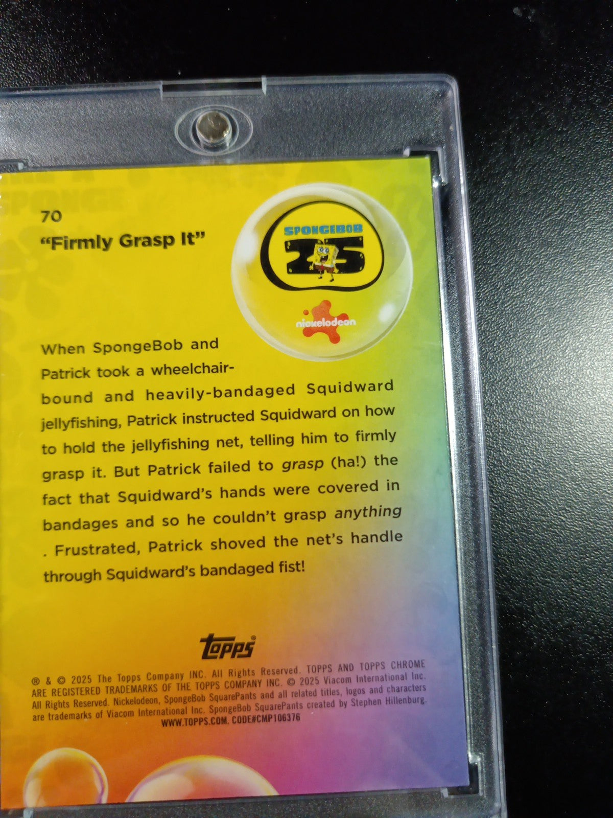 SpongeBob 121/199 Firmly Grasp It Squidward Aqua Lava Refractor Card Topps /199