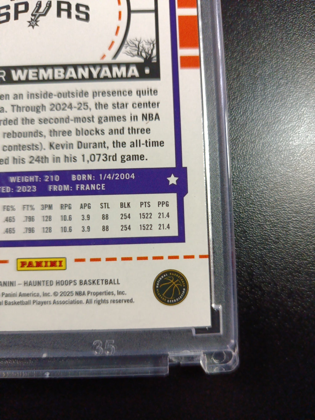 Orange Pumpkin Wembanyama Haunted Hoops Panini 2024-25 Basketball Card Spurs 
