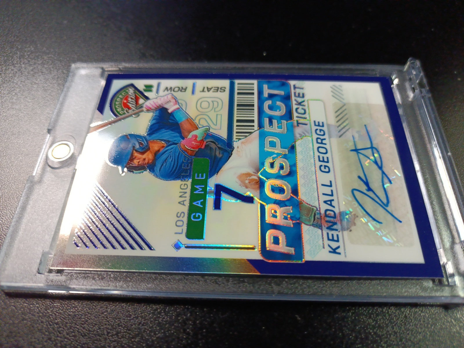 # /125 Blue Prizm Autograph Kendall George Dodgers Rookie Prospect Baseball Card