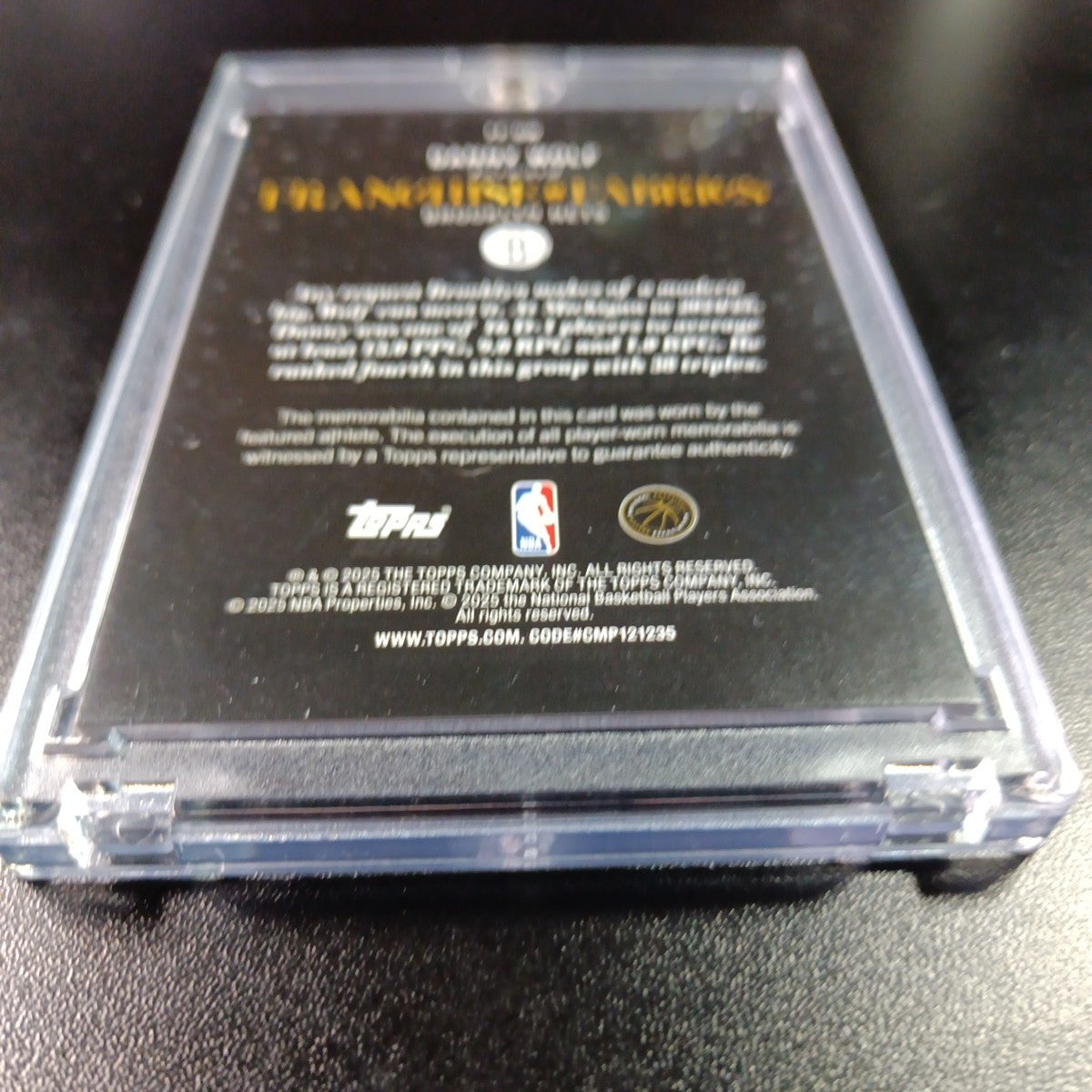 Danny Wolf Rookie Topps Basketball 2025-26 Jersey Patch Relic Franchise Fabrics 