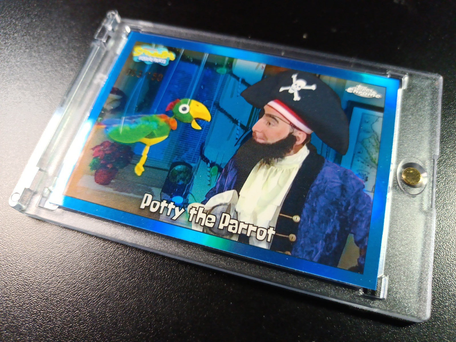 SpongeBob 63/150 Potty The Parrot Patchy The Pirate Blue Refractor Card /150