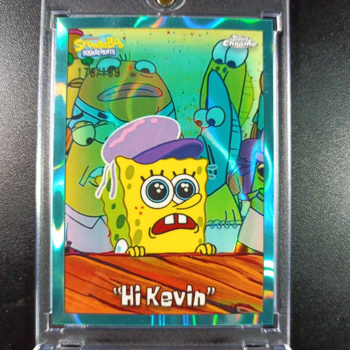 SpongeBob 178/199 Hi Kevin Jellyfish Hat Aqua Lava Refractor Card Topps /199