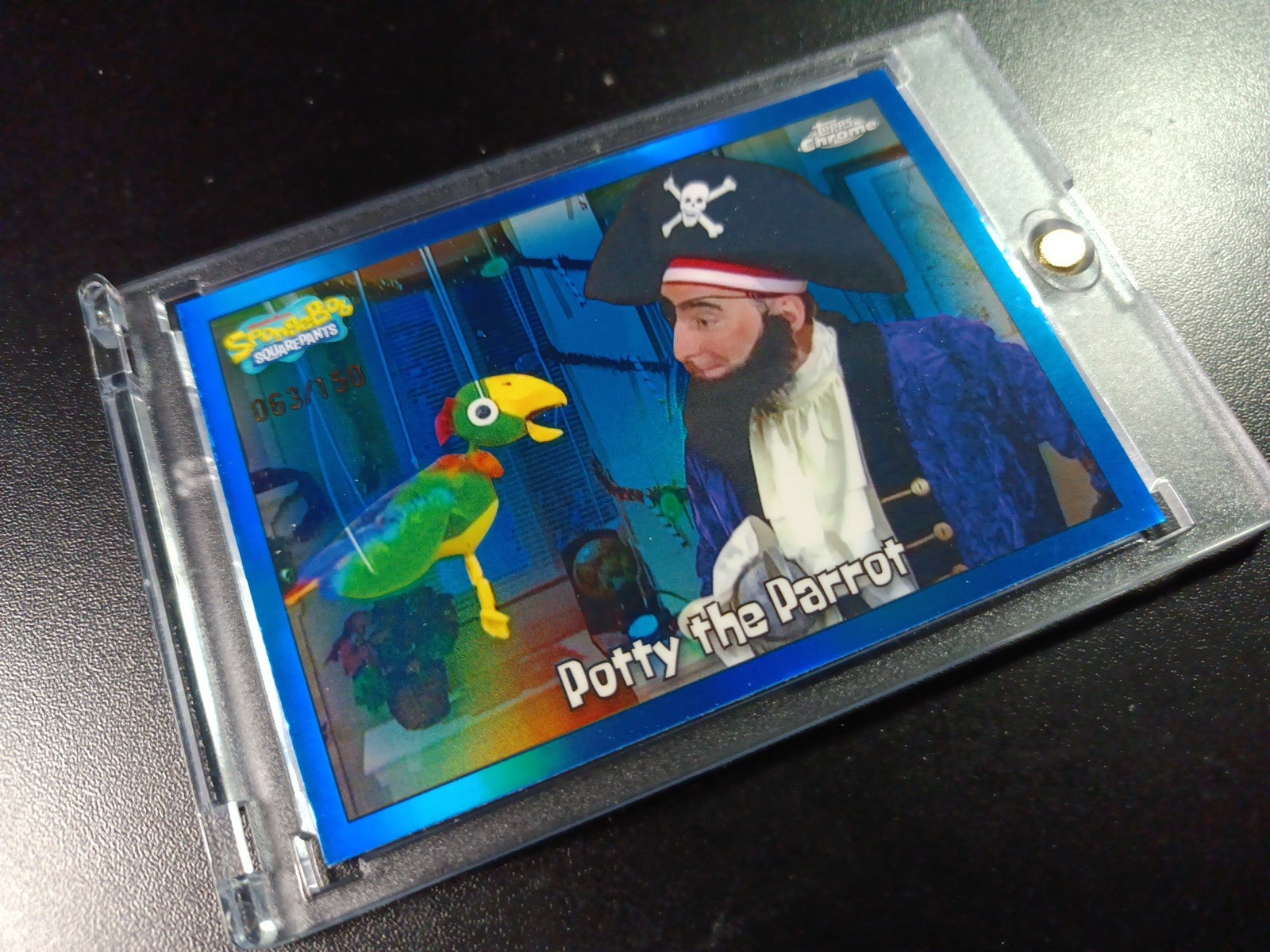 SpongeBob 63/150 Potty The Parrot Patchy The Pirate Blue Refractor Card /150