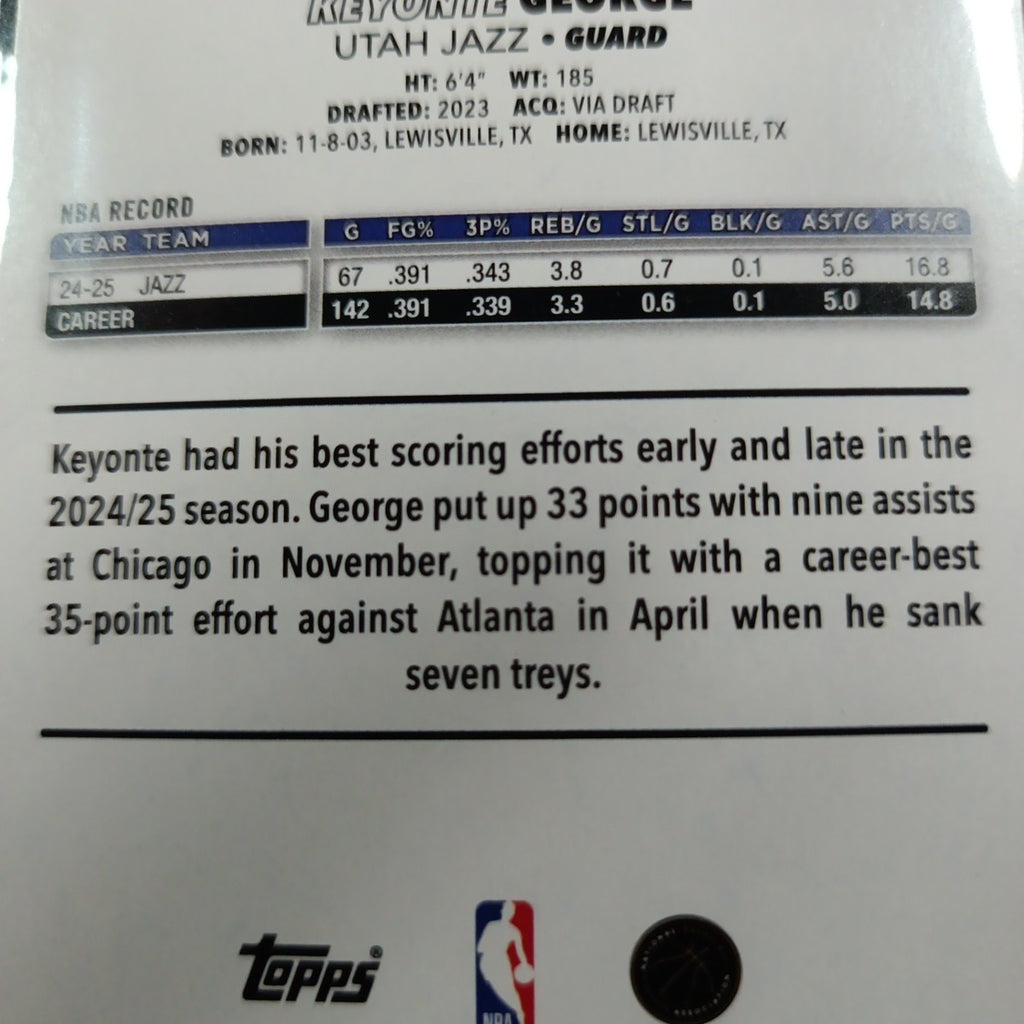 # /2025 Gold Topps Basketball 2025-26 Card Keyonte George 1849/2025 Case Hit