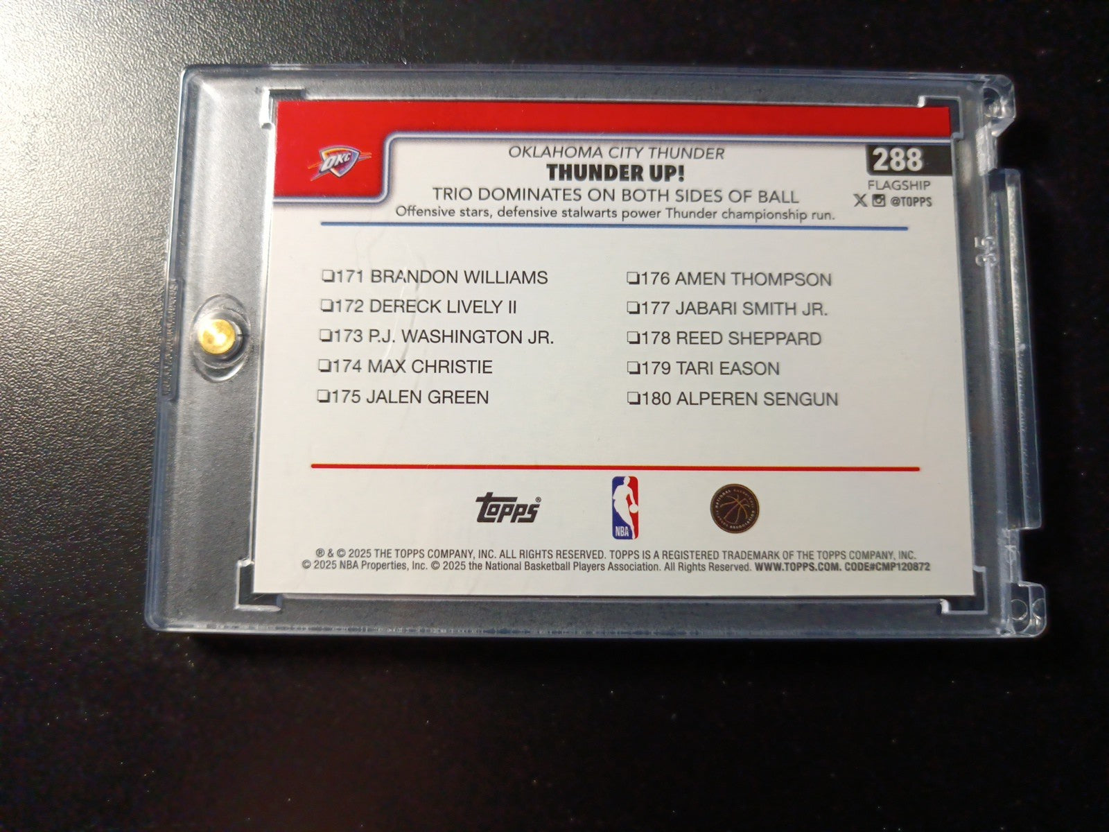 ERROR CARD 2025-26 Topps Basketball Card Shai Gilgeous Chet Holmgren OKC Thunder