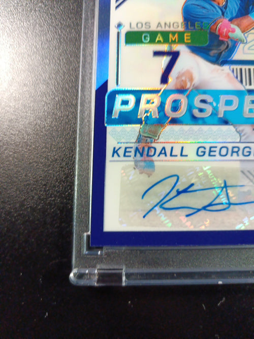 # /125 Blue Prizm Autograph Kendall George Dodgers Rookie Prospect Baseball Card