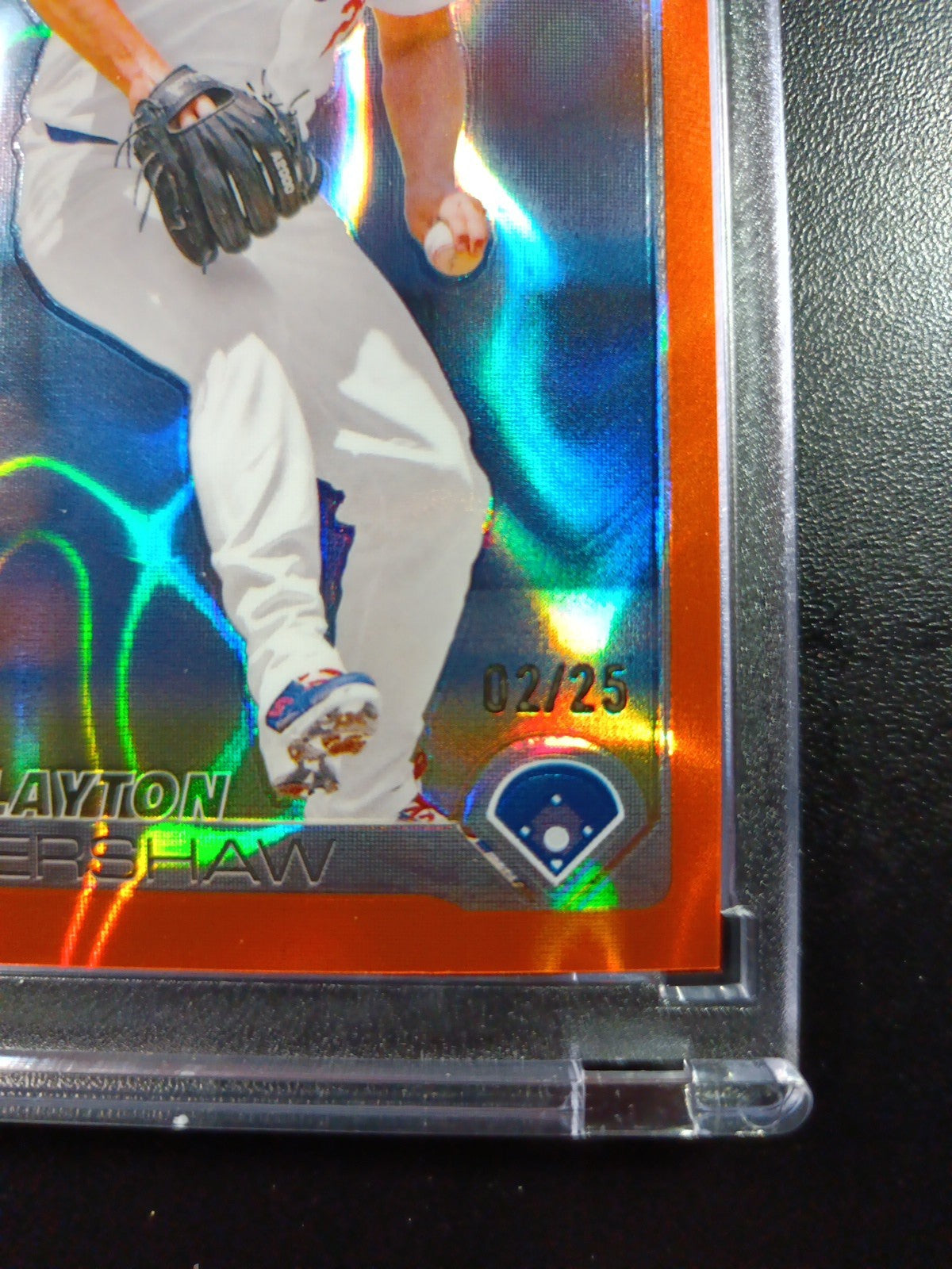 Clayton Kershaw #2/25 Orange Lava Prizm Refractor Topps Chrome Baseball Card 