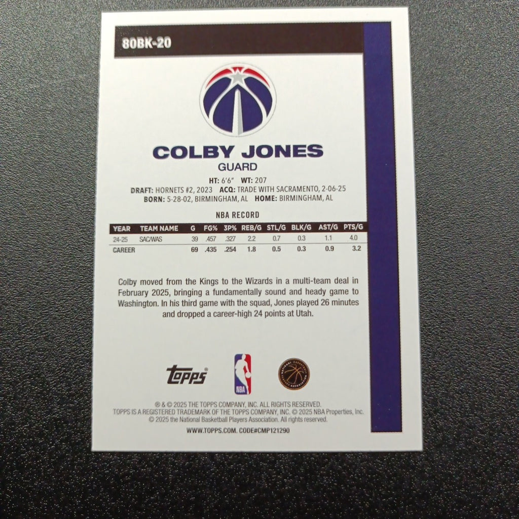 2025-26 Topps Basketball Card Colby Jones Silver Foil 45th Anniversary