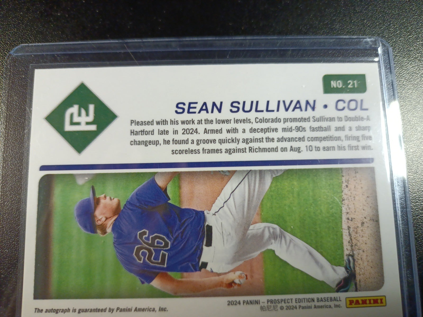 Autograph Sean Sullivan Colorado Rockies Rookie Baseball Card Panini