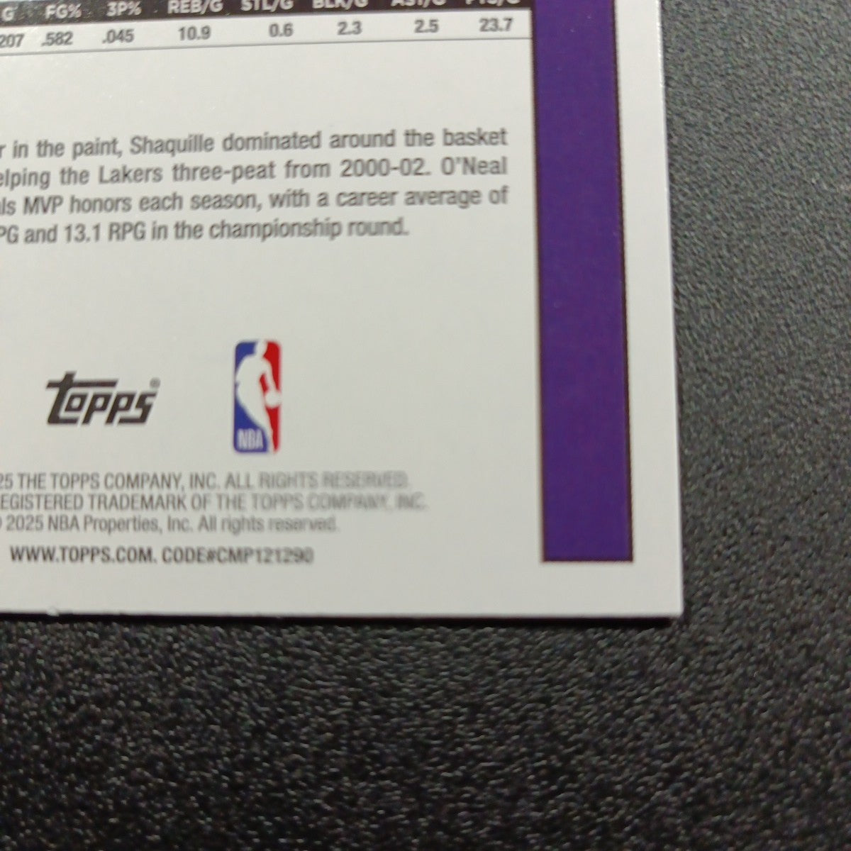 2025-26 Topps Basketball Card Shaquille O'Neal Silver Foil 45th Anniversary