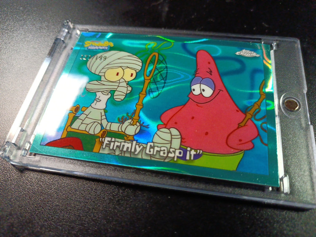 SpongeBob 121/199 Firmly Grasp It Squidward Aqua Lava Refractor Card Topps /199