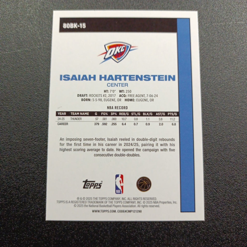 2025-26 Topps Basketball Card Isaiah Hartenstein Silver Foil 45th Anniversary