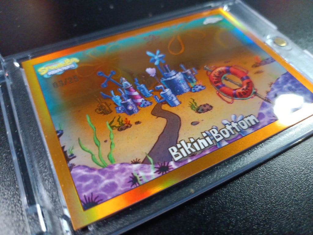 SpongeBob #3/25 Bikini Bottom Orange Refractor Card Topps Case Hit Low Number 