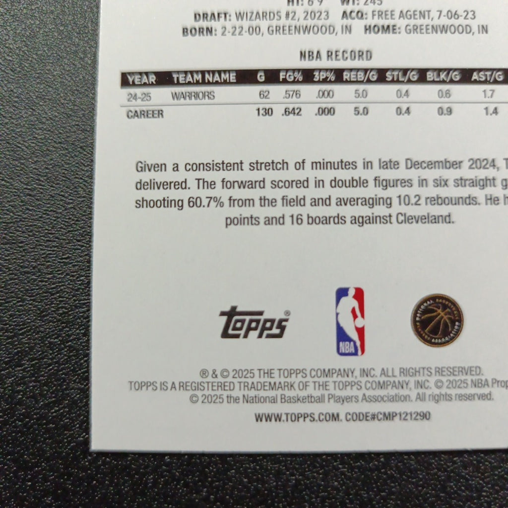 2025-26 Topps Basketball Card Trayce Jackson-Davis Silver Foil 45th Anniversary