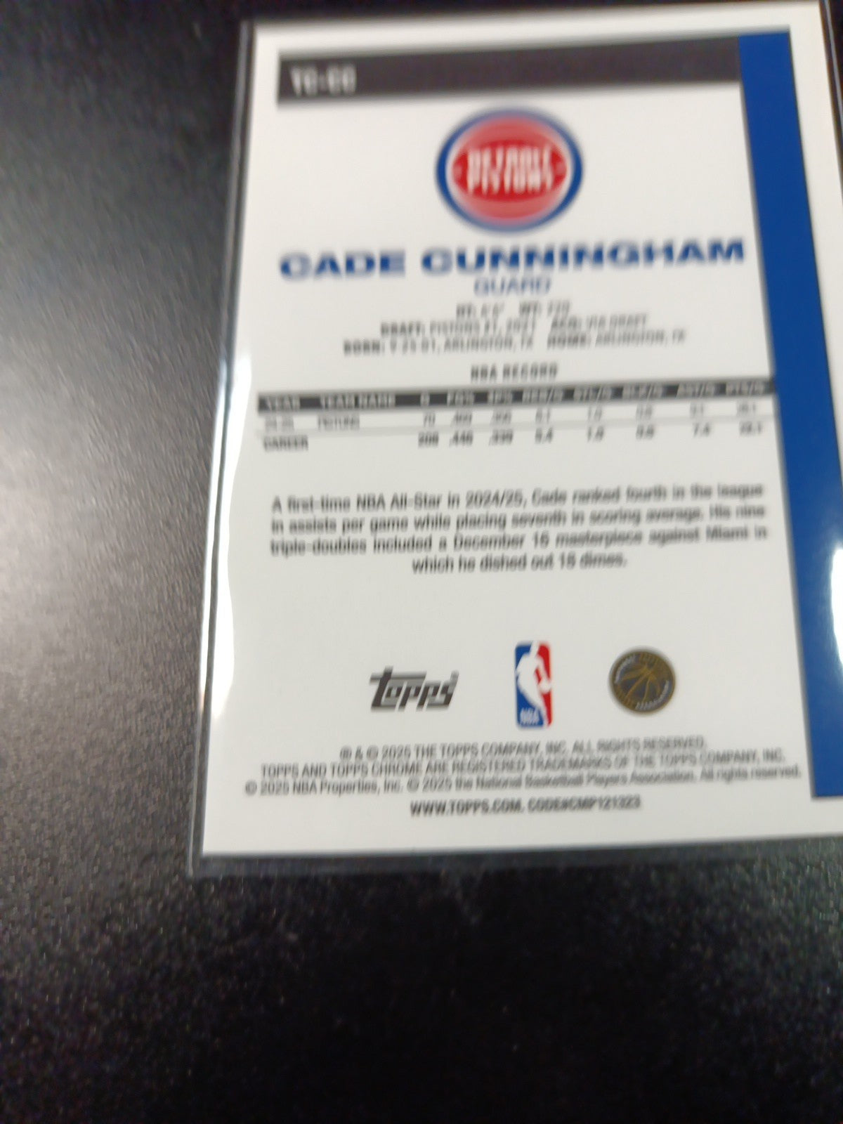 Mojo Refractor Cade Cunningham 45th Anniversary Card 25-26 Topps Basketball NBA