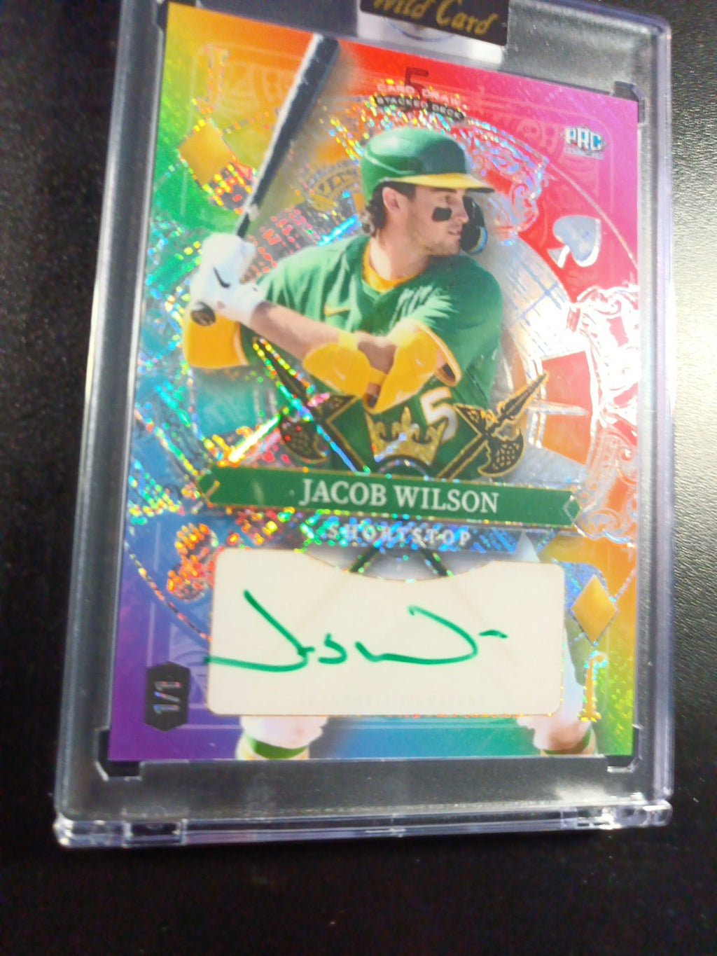 RARE # 1/1 Autograph Jacob Wilson Rainbow Prizm Rookie Baseball Wild Card /1
