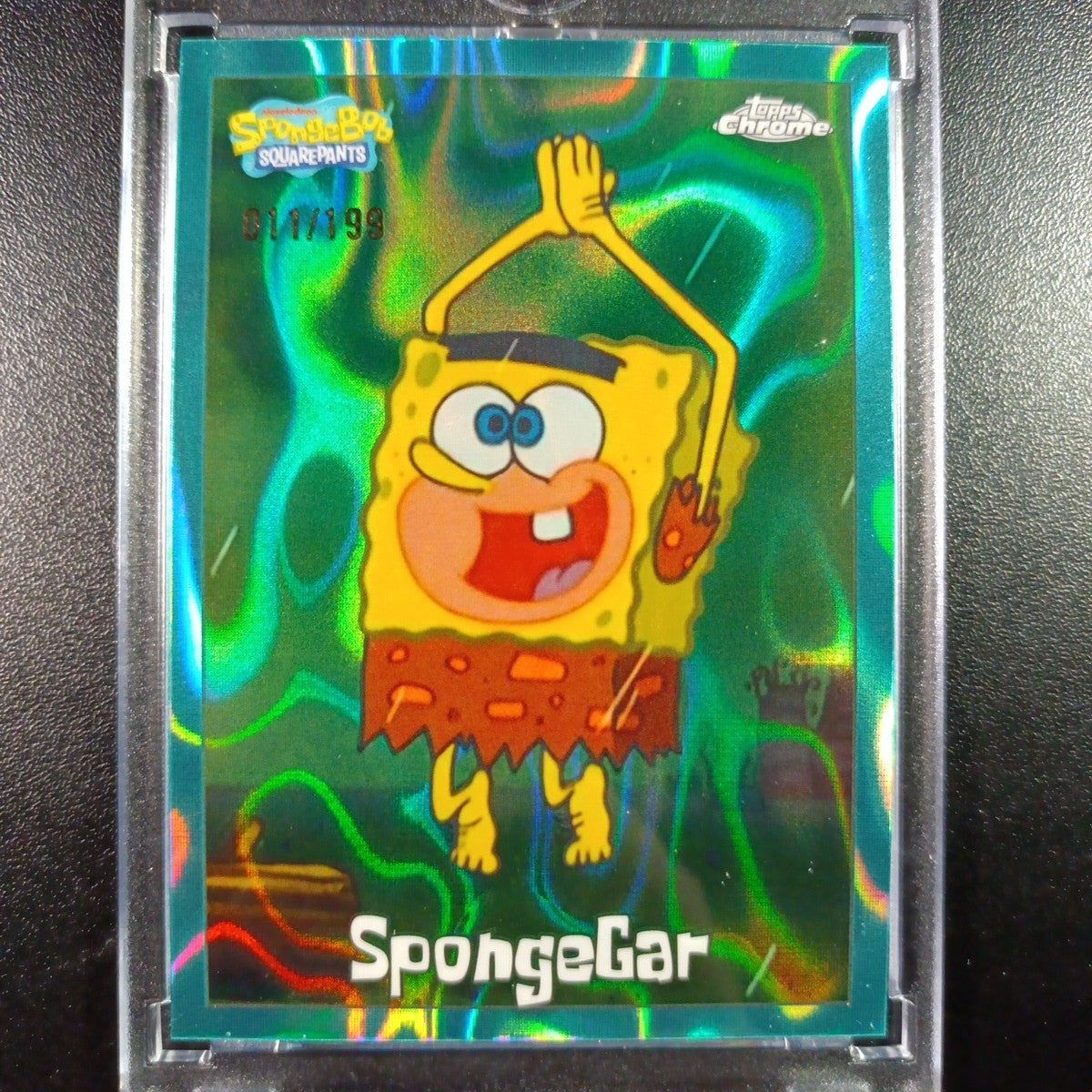 SpongeBob 11/199 SpongeGar LOW NUMBER Aqua Lava Refractor Card Topps Chrome /199