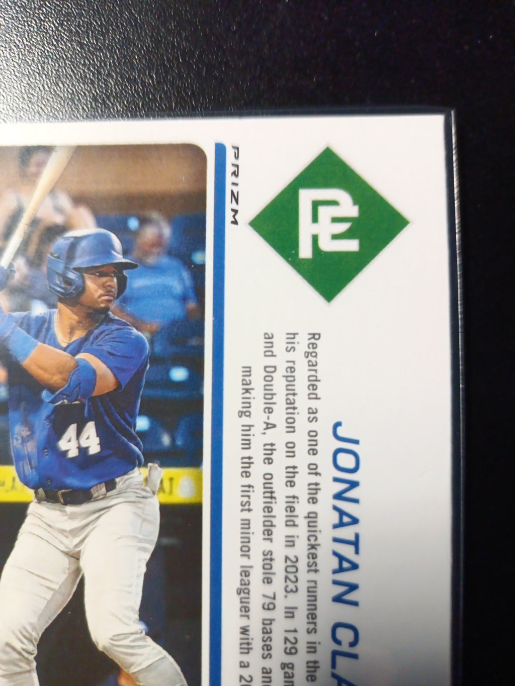 # /49 Book End Prizm Auto Jonatan Clase Panini Prospect Rookie Baseball Card