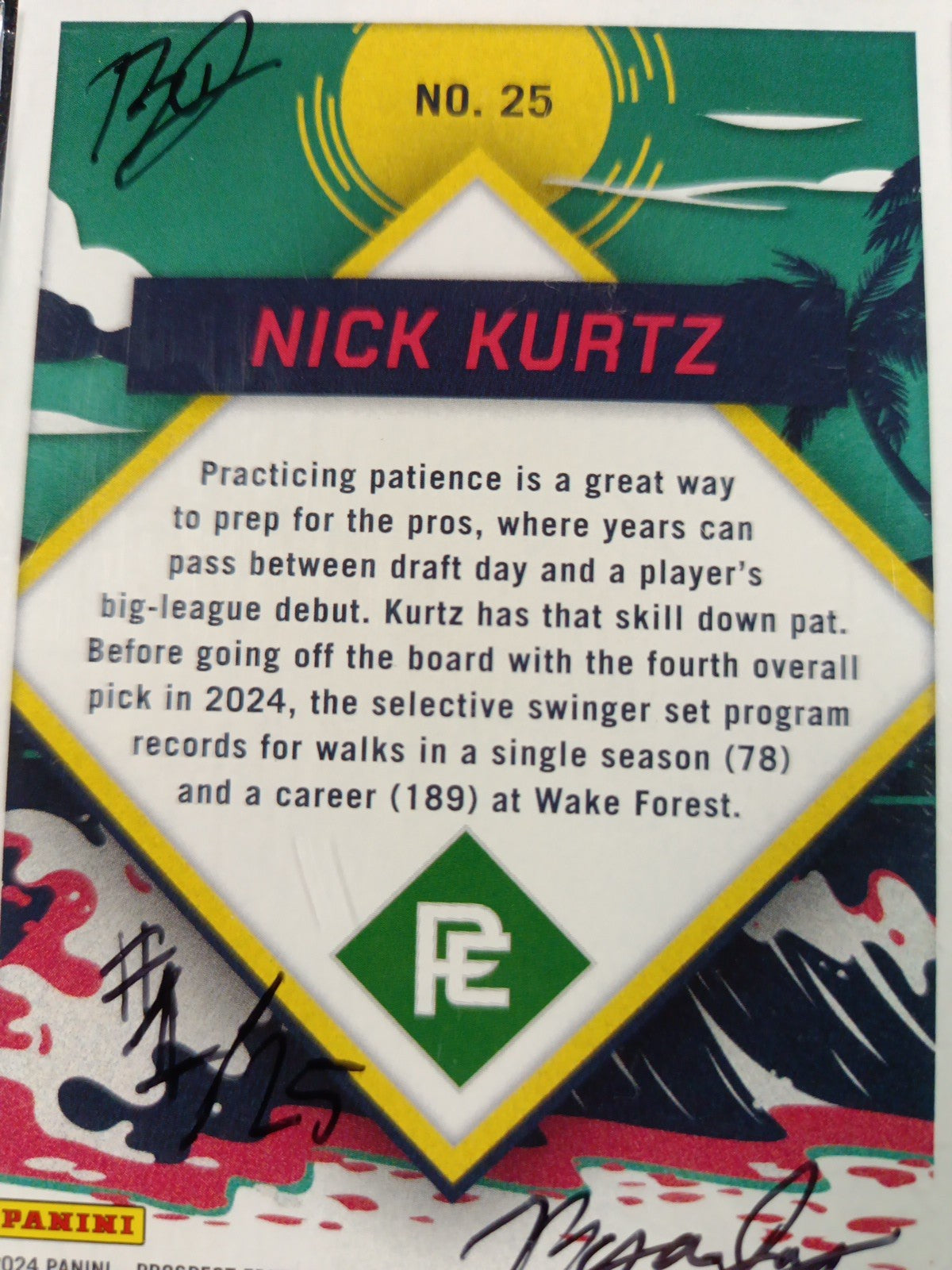 Nick Kurtz Artist Sketch Card Rookie Panini Prepping For the Pros 2024 Gift Idea