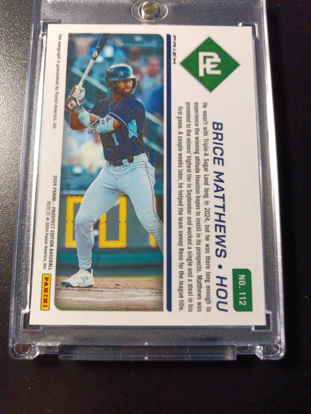 Super Rare Green Prizm Auto Brice Matthews Panini Prospect Rookie Baseball Card