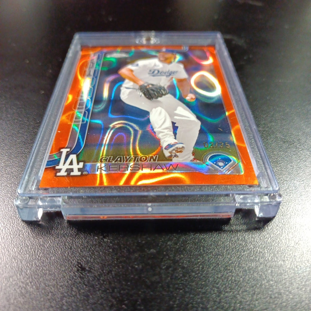 Clayton Kershaw #2/25 Orange Lava Prizm Refractor Topps Chrome Baseball Card 