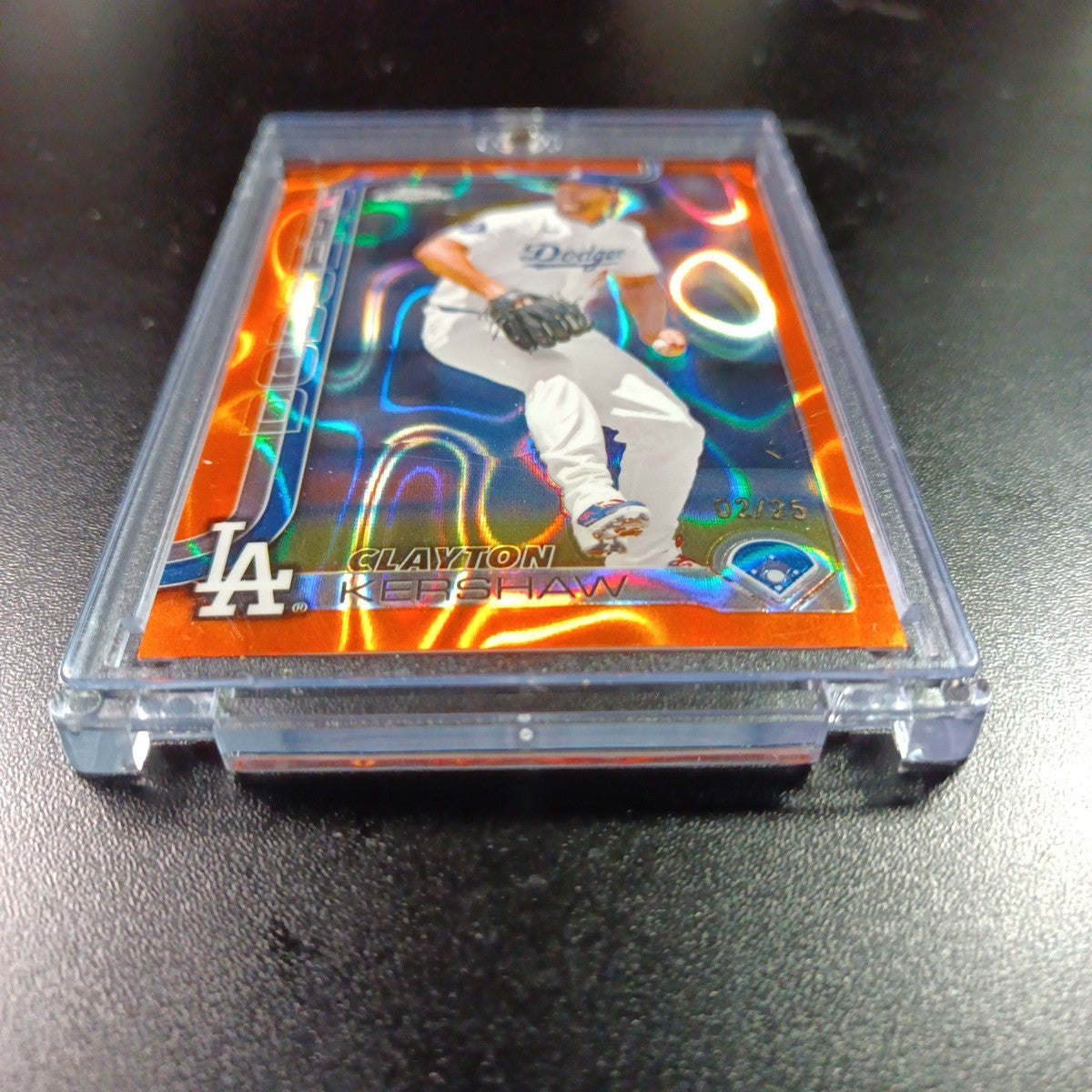 Clayton Kershaw #2/25 Orange Lava Prizm Refractor Topps Chrome Baseball Card 
