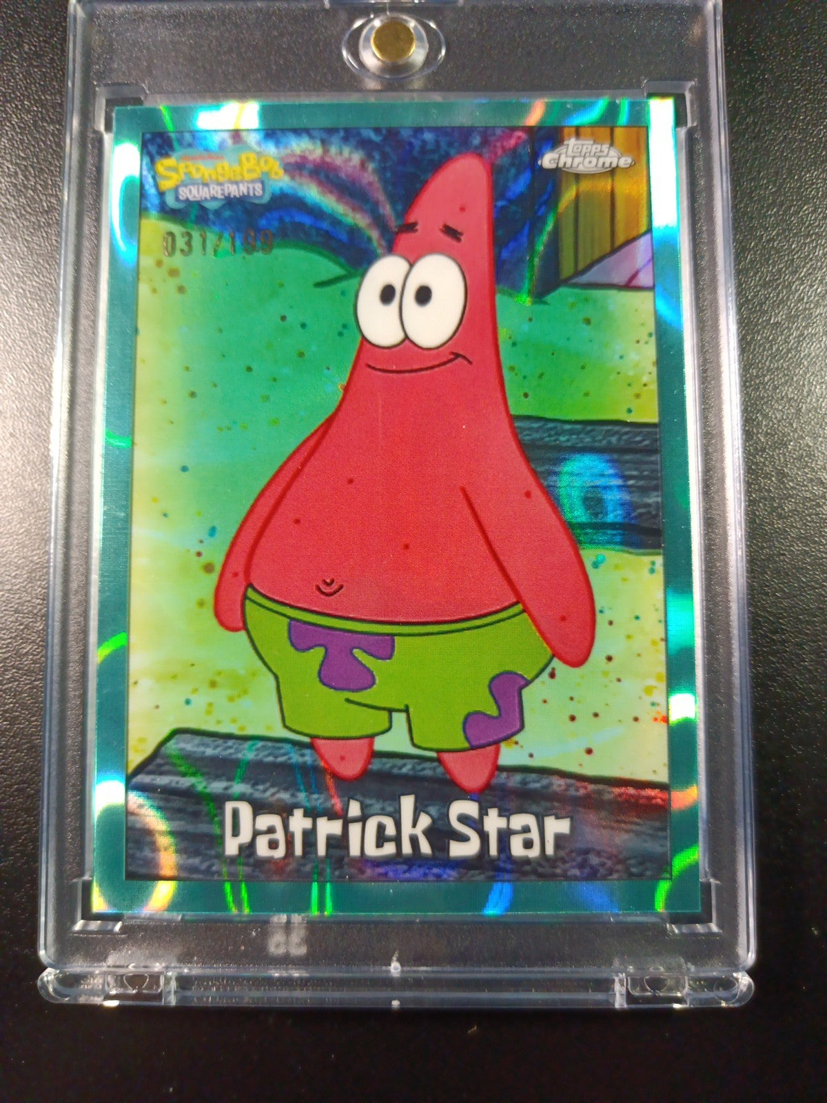 SpongeBob # 31/199 Patrick Star Aqua Lava Refractor Card Topps Case Hit /199