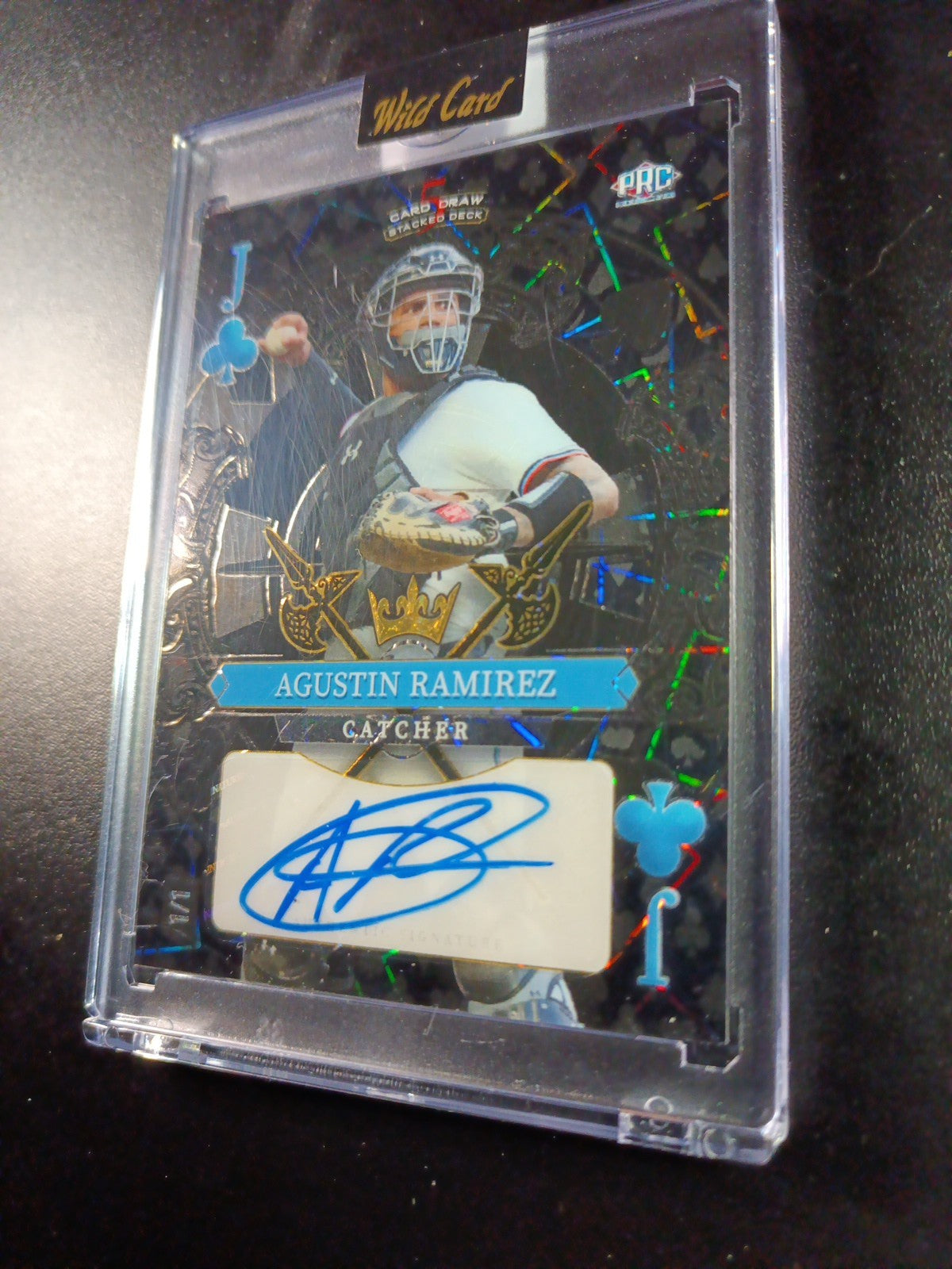 # 1/1 Autograph Agustin Ramirez Black Prizm Refractor Rookie Baseball Wild Card