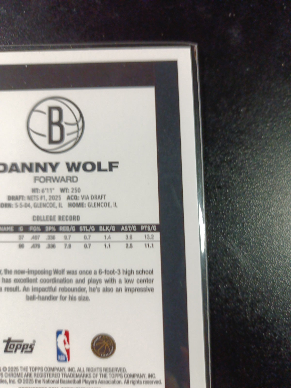 Mojo Refractor Rookie Danny Wolf 45th Anniversary Card 25-26 Topps Basketball 