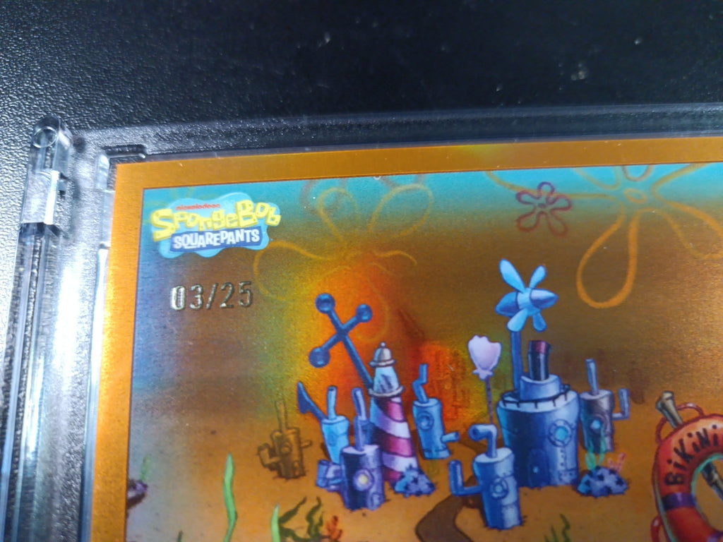SpongeBob #3/25 Bikini Bottom Orange Refractor Card Topps Case Hit Low Number 
