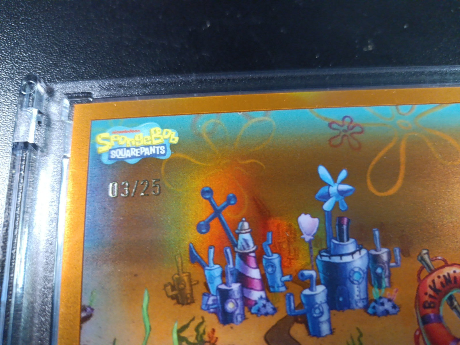 SpongeBob #3/25 Bikini Bottom Orange Refractor Card Topps Case Hit Low Number 