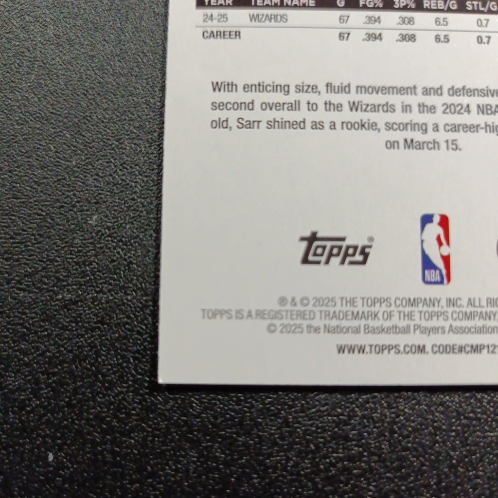 2025-26 Topps Basketball Card Alex Sarr Silver Foil 45th Anniversary