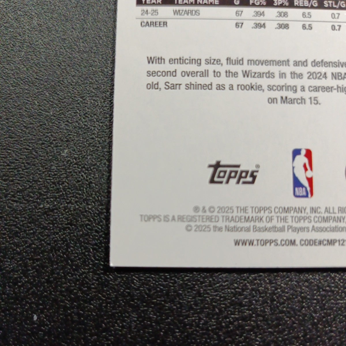 2025-26 Topps Basketball Card Alex Sarr Silver Foil 45th Anniversary