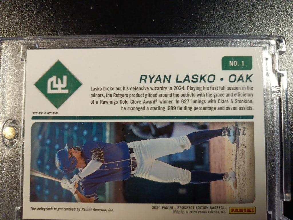 /75 Autograph Ryan Lasko Athletics Rookie Wave Prizm Baseball Card 