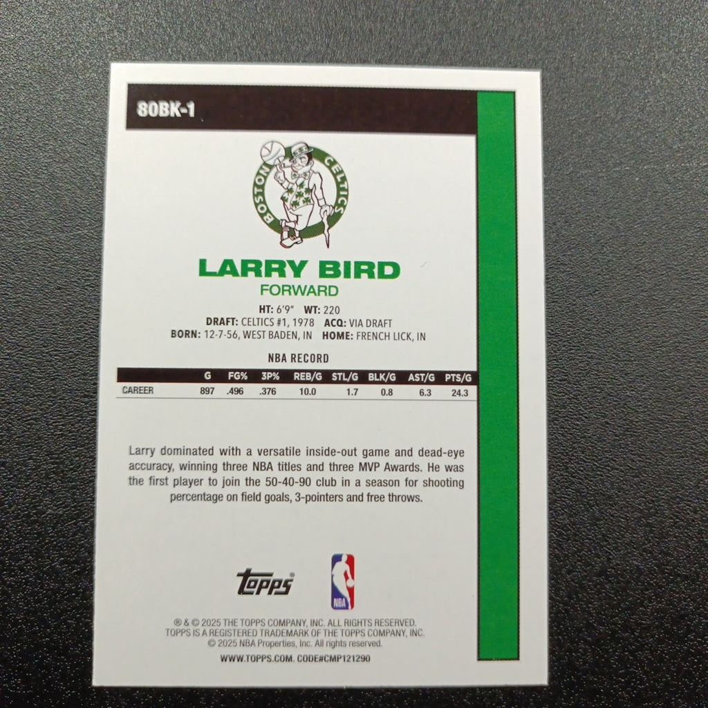 2025-26 Topps Basketball Card Larry Bird Silver Foil 45th Anniversary