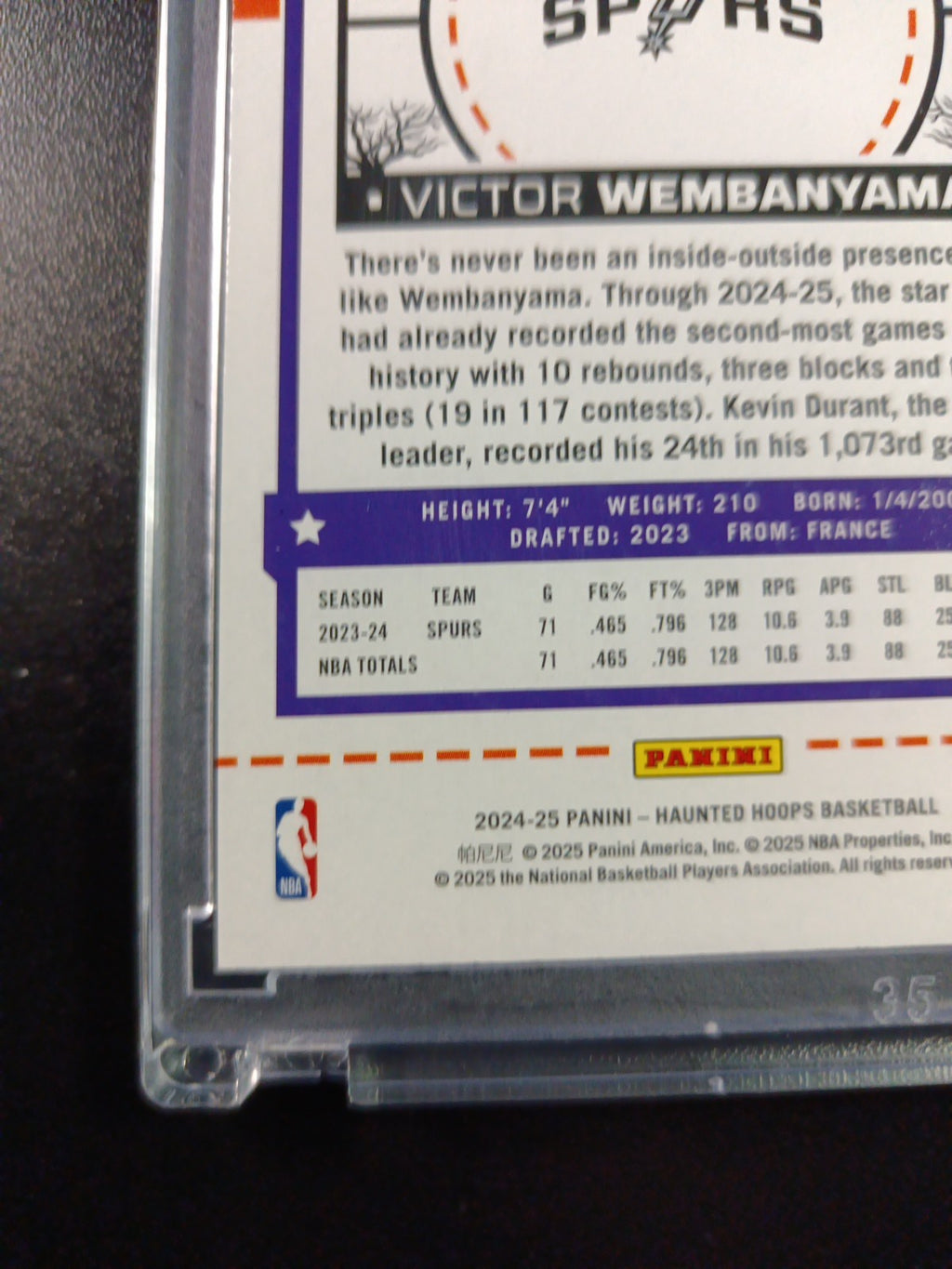 Orange Pumpkin Wembanyama Haunted Hoops Panini 2024-25 Basketball Card Spurs 