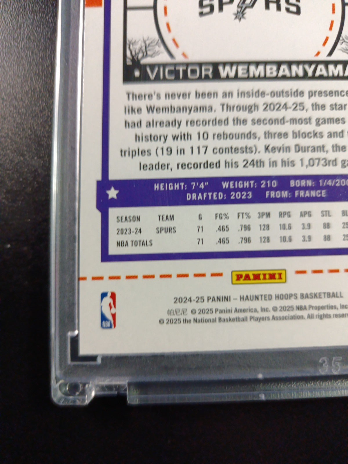 Orange Pumpkin Wembanyama Haunted Hoops Panini 2024-25 Basketball Card Spurs 