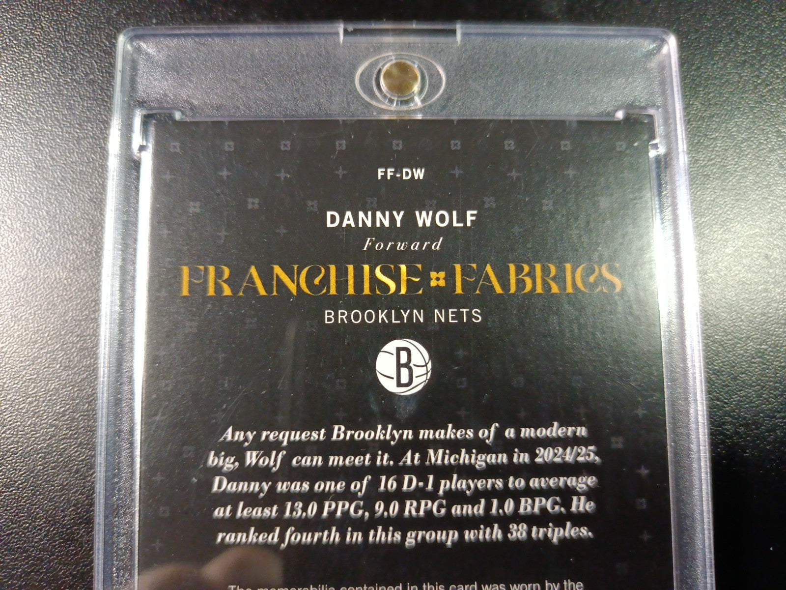 Danny Wolf Rookie Topps Basketball 2025-26 Jersey Patch Relic Franchise Fabrics 