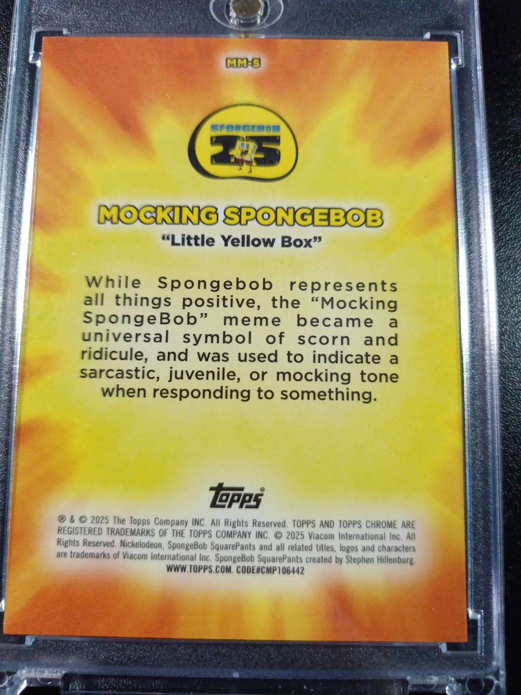 SpongeBob Masterful Memes Mocking SpongeBob Card Topps Case Hit MM-5