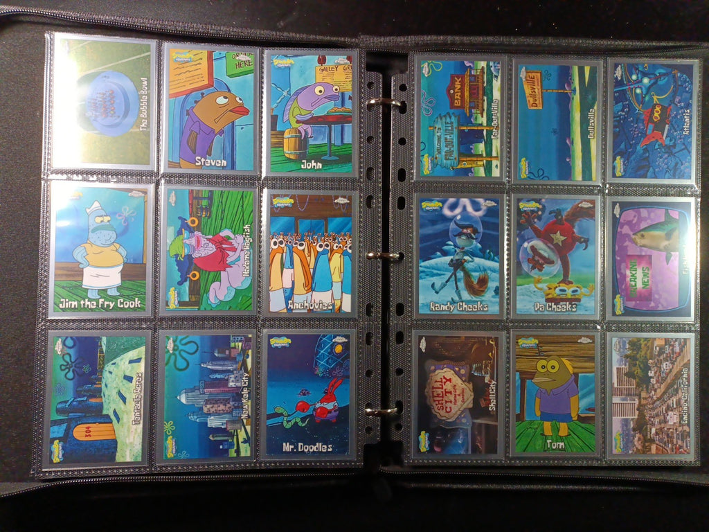 SpongeBob Cards Full Set # 1-200 Every Card In Padded Zipper Binder Topps Chrome
