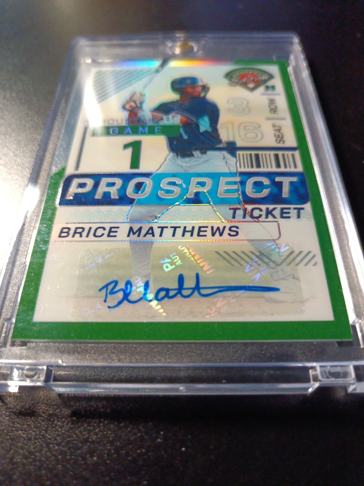 Super Rare Green Prizm Auto Brice Matthews Panini Prospect Rookie Baseball Card