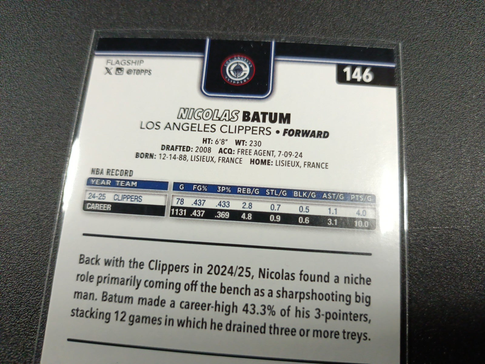 # /2025 Gold Topps Basketball 2025-26 Card Nicolas Batum 1784/2025 Case Hit