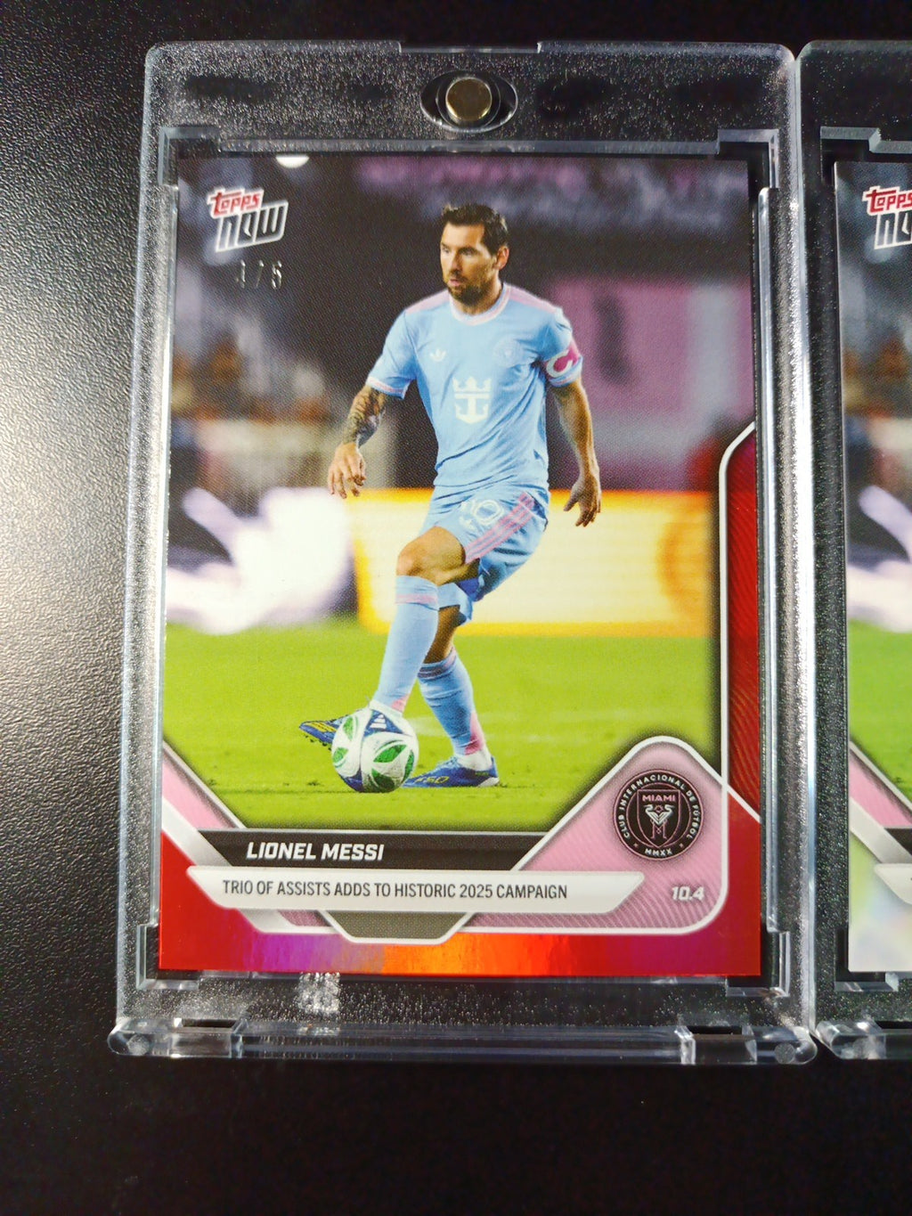 # /5 Lionel Messi Red Foil Topps Now  Variant & Base Card 107 Soccer 2025