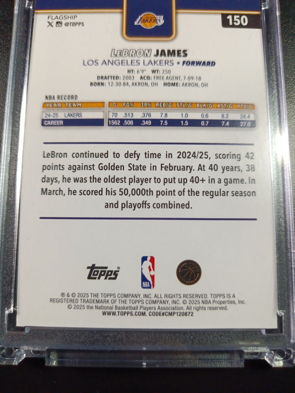 LeBron James Season Tip Off Gold Foil Card 2025-26 Topps Basketball Card Lakers