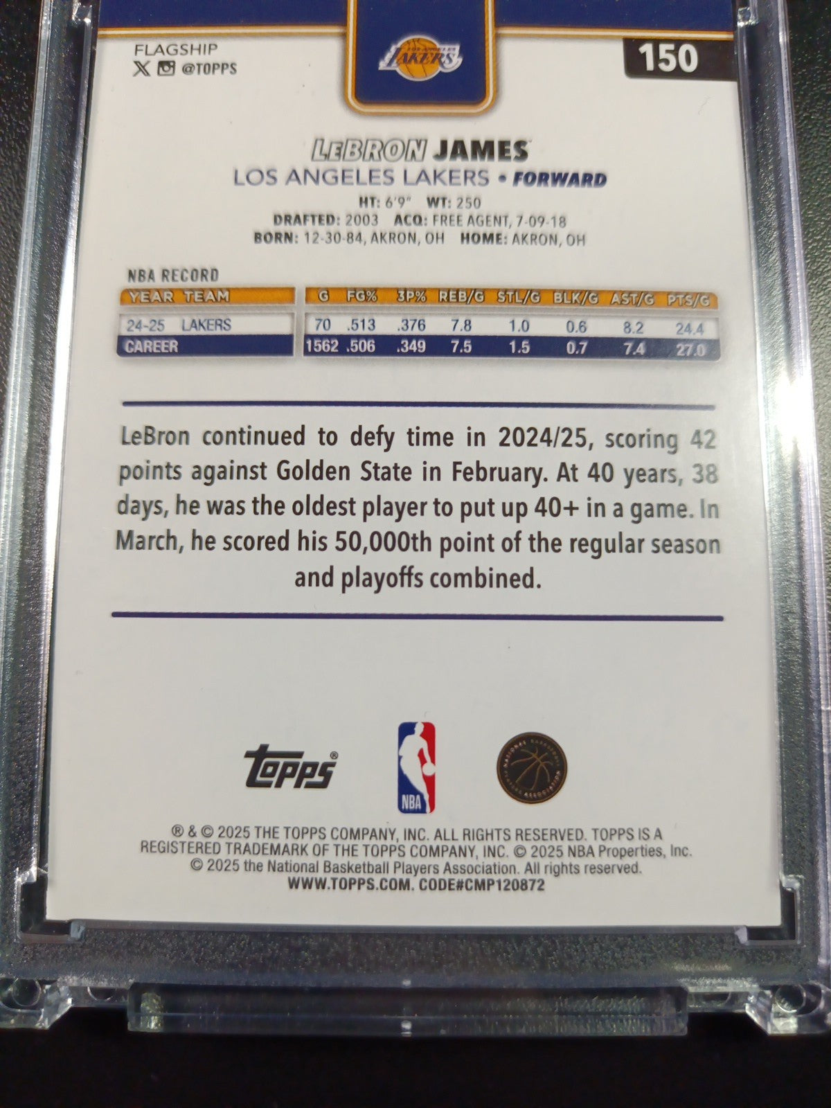 LeBron James Season Tip Off Gold Foil Card 2025-26 Topps Basketball Card Lakers
